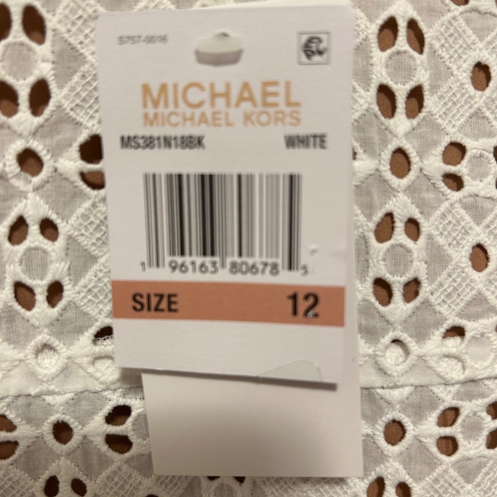 MICHAEL KORS EYELET MINI DRESS NWT Size 12 - Picture 6 of 6